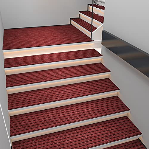 Antiscivolo per Tappeti Gradini Scala Interne ed Esterne, Tappeto Antiscivolo per Scale In Legno, Copri Gradini In Rivestimento per Scala Marmo, 4 Tappetini per Scale Con Fondo In Gomma ( Color : Red