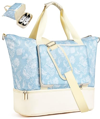 UNIQUEBELLA Reisetasche Damen Sporttasche Groß, Faltbare Handgepäck Tasche Weekender Bag - Reise Duffel Bags für Wochenendausflug, Schwimmen, Yoga und Sauna, Sports Reise Gym Flugzeug