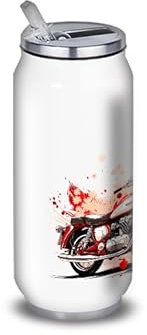 Gourde/Bouteille d'eau en Aluminium - Acier Inoxydable (thermos 24h) réutilisable 330ml à 750ml, Vintage Moto (Acier inoxydable, Canette M 500ml)