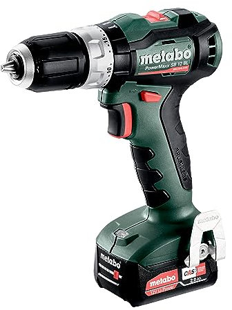 Metabo PowerMaxx SB 12 BL Cordless Impact Drill (12 V 2 x 2 Ah Li-Power Charger SC 30 metaBOX 118, with Belt Hook) 601046500
