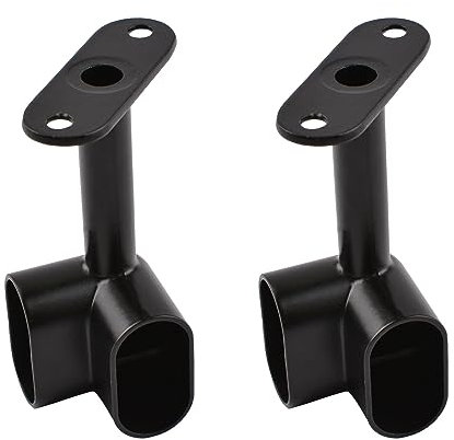 INCREWAY 2 pcs Oval Corner Closet Rod Support Bracket 90 ° Heavy Duty Wardrobe Accessories Clothes Rail Flange Seat for Closet Rod, Black