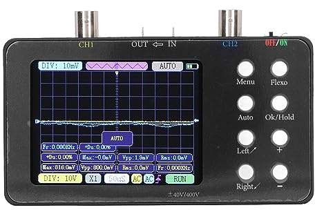 Fockety Handheld Digital Oszilloskop, 3,2 -Zoll -Touchscreme Tragbarer Speicher Oszilloskop Kit MIT 2 Kanälen, MHz Bandbreite, 50 M Abtastrate, Kompressible Wellenform Digitales Multimeter