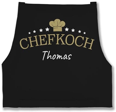 Schürze - Kochschürze Herren Männer - Chefkoch mit Name I Geschenk für Koch - 85x69 - Schwarz - gifts for grandparents schürzen küche kochen chef männerschürzen kochschuerze männerschürze