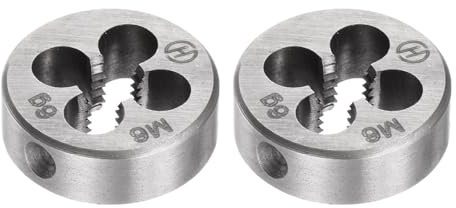 QUARKZMAN 2pcs Matrices de Roscado Redondas Métrica M6 x 1 (Derecha) Herramienta de Reparación de Matrices de Corte de Tornillos de Acero para Herramientas de Aleación