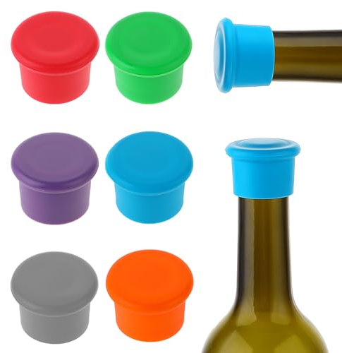 Dimeho 6 Stück Bunt Flaschenverschluss Silikon Kronkorken Wiederverwendbar Flaschen Deckel Verschluss Siegel Flaschen Verschluss Bierflaschenverschlüsse für Saft Bier Siegel Glasflaschen