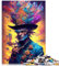 Puzzle 1000 Teile für Erwachsene, Mann mit Hut, Pop-Arte, für Erwachsene und Kinder ab 12 Jahren, Holzpuzzle, Weihnachts- und Geburtstagsgeschenke, Größe: 50 x 75 cm