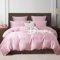 YASMENG Satin Bettwäsche 135x200 Rosa Kariert Jacquard Bettwäsche Satin Glänzend Deluxe Bettbezug Set Weich Seidig Seide Bettwäsche 2teilig mit Reißverschluss und 80x80 cm Kissenbezug