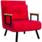 HOMCOM Schlafsofa mit verstellbarer Rückenlehne in 5 Stufen, Einzelnes klappbares Schlafsofa mit Kissen für Wohnzimmer, aus gepolstertem Stoff, Stahl und Holz, 63x73x81 cm, Rot