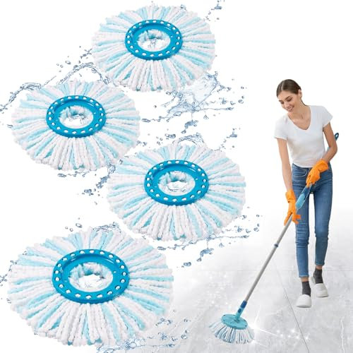 4 Stück Ersatzkopf Kompatibel mit Leifheit Clean Twist Disc Mop, 2-Faser-System Bodenwischer Ersatzbezug Kompatibel mit Leifheit Wischmop Sehr SaugfäHiger Starke Dekontamination für Alle Bodenarten