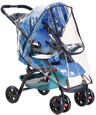 Universal Pushchair Rain Cover - Transparent Weather Shield for Pram, Stroller & Buggy - Zipper Window