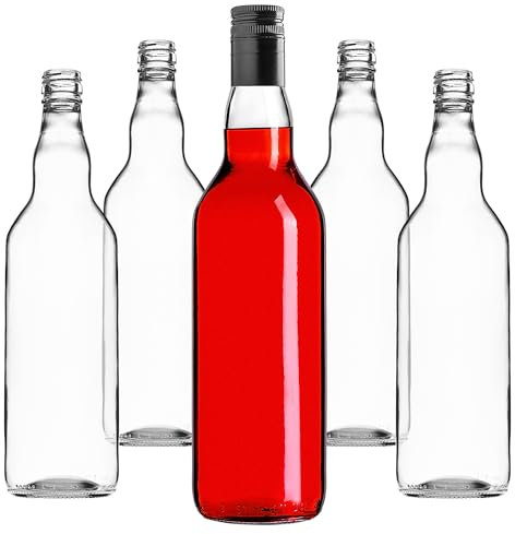 KADAX Bottiglie di vetro da riempire, 700 ml, 40 pezzi, bottiglie vuote per liquori con tappo a vite, bottiglie di succo, bottiglie per liquori (nero, lungo)