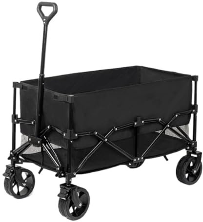Generisch Faltbarer praktischer Campingwagen mit Vier Rädern, Outdoor-Camping-Strandwagen, Faltbarer Anhänger, tragbarer Hubwagen, Schwarz