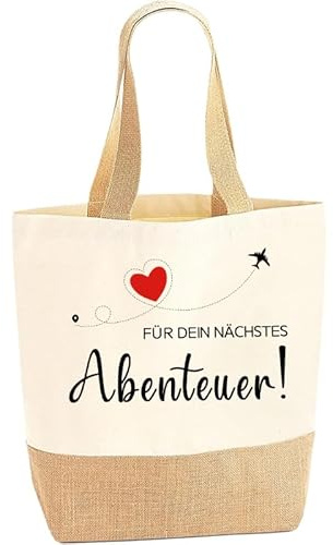 Jutebeutel Abschiedsgeschenk Kollegin Rente, Auf Ins Nächste Abenteuer Geschenk, Reise Einkaufstasche Geschenk zum Neuanfang als Danke Geschenk für Kollegen Freundin Neujahr Weihnachten Jobwechsel