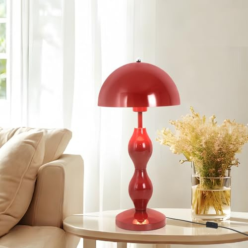 YLTLINK Pilzlampe, rot, große Schreibtischlampe für Zuhause, Büro, Schlafzimmer, Wohnzimmer, Nachttischlampe mit E26 E27 Glühbirnensockel, 50 cm, minimalistische Tischleuchte zum Lesen, Studium