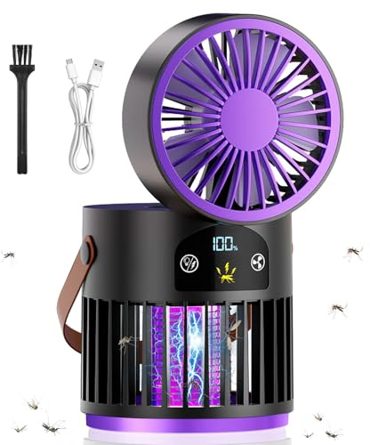 Fancysky Ventilateur de Bureau Anti-Mouches, Lampada Antizanzare e Antimosche Uv a 360°, Lampada Antizanzare Sospensione, Ventilateur Anti-Moustiques avec Lampe Multifonctionnel, Cinque Velocità Vento
