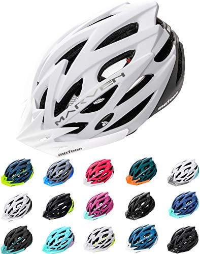 Meteor - Marven Cycle Helmet – Lightweight Adjustable Helmet for Men, Women, Kids – MTB, Bike, Scooter, Skateboard & Hoverboard – Breathable with Detachable Visor - Size S - White/Grey