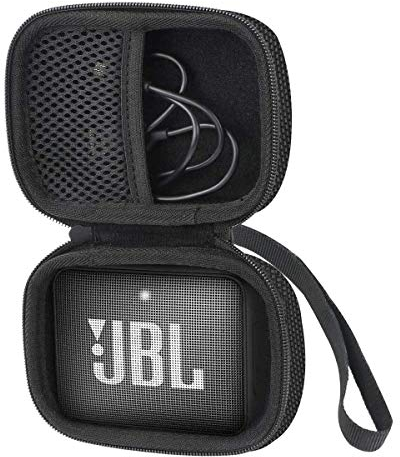 Khanka Hard Travel Case for JBL GO 2 GO2 Portable Bluetooth Speaker and accessories. (With hand strap-Black Zipper)