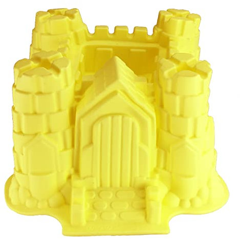 GMMH Silikonbackform XXL Burg Schloss Form (Gelb), Antihaft Kuchenform Kuchen Backform Brotbackform Obstbodenform