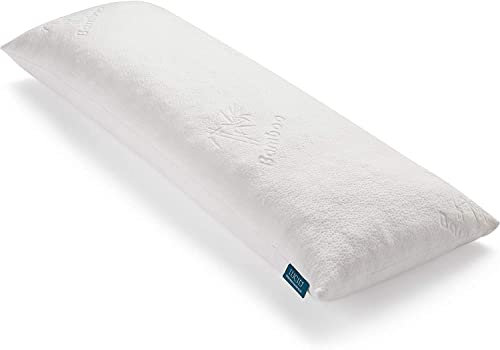 LUCID Oreiller de corps en flocons de mousse à mémoire de forme - pour dormir sur le côté - oreiller de grossesse - housse ultra douce à base de viscose de bambou