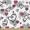 ABAKUHAUS Gekritzel Gewebe als Meterware, Valentinstag Herzen, Schön Gewebten Stoff für Polster und Wohnaccessoires, 1M (148x100cm), Pink Weiß Grau