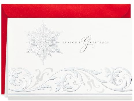 Hallmark Boxed Holiday Cards (Season's Greetings Snowflake, 40 Holiday Cards with Envelopes)