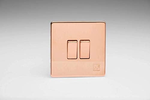 Varilight XDY2S.AC Screwless Antimicrobial Copper 2 Gang 10A 1 or 2 Way Rocker Light Switch