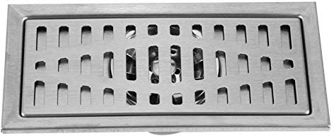 Samfox Bodenablauf, 20x10cm Rechteckiger Edelstahl-Bodenablauf Duscheinsatz für Badezimmer Bodenabfall Anti-Verstopfung mit abnehmbarem Bezug für Küche, Waschraum