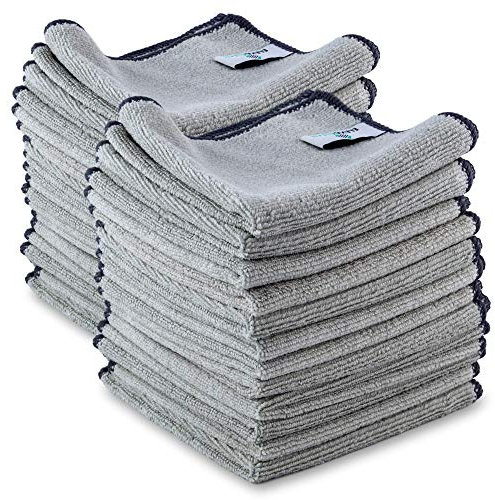 ELEXACLEAN Mikrofasertücher Auto Bad Küche (Grau, 24 St, 30x30cm) Universal Putztücher für Haushalt und Kfz Fenster Lack Bad Motorrad