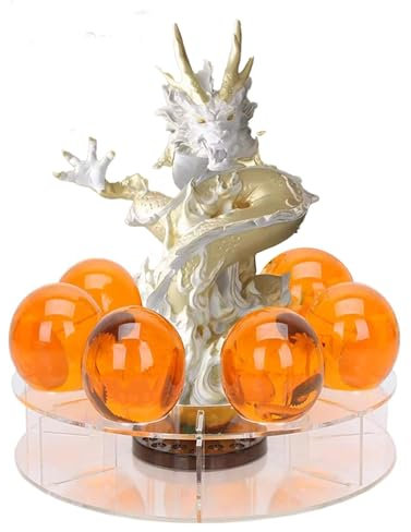 Mysika Zbsazlat Shenron Figur Shenlong Statue Set + 3,5 cm Kristallkugeln + Regal mit Geschenkbox für Business Halloween Weihnachten Urlaub und Geburtstag Heimdekoration