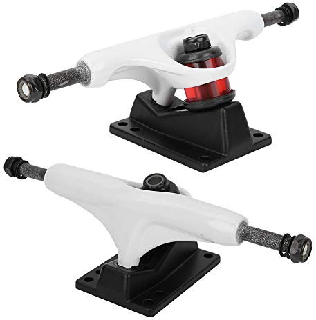 2 Stück Skateboard Achsen Set, 5 Zoll Weiß Aluminium Magnesiumlegierung Professionelle Longboard Brücke Skate Board Halterung für Anfänger
