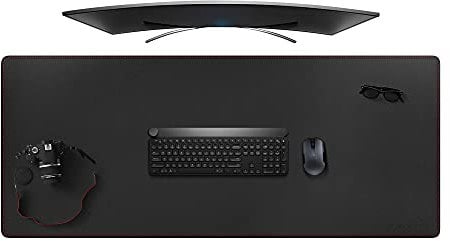 ZORESYN Desk Pad, 4XL Plus Long Grand Protecteur de buvard de Bureau en Cuir PU, imperméable Tapis de Souris Gaming pour Bureau, Maison, Jeux (Noir, 140x60CM)