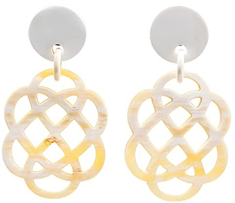 Feliss Damen Boho Ohrringe Ohrstecker hängend afrikanischer Schmuck aus 100% Horn. Große Ohrhänger in weiß, kleines Geschenk. Hippie earrings aesthetic
