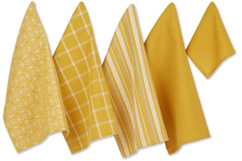 DII Kitchen Set, Cotton, Honey Gold, Dishtowel, 18x28 Dishcloth, 13x13