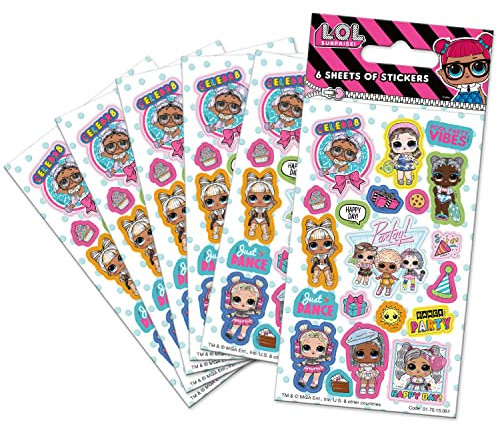 Paper Projects 01.70.15.051 15.051 L.O.L. Geschenk Überraschungsaufkleber (6 Blatt) | Offizielles Lizenzprodukt | Perfekt als Partytüte oder Strumpffüller, weiß, 12,5 cm x 7,5 cm