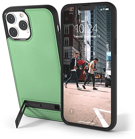 Snakehive Metro Leather Case for Apple iPhone 13 Pro Max || Real Leather Phone Case with Stand || Genuine Leather & MagSafe Compatible Leather Cover with Kickstand (Green)