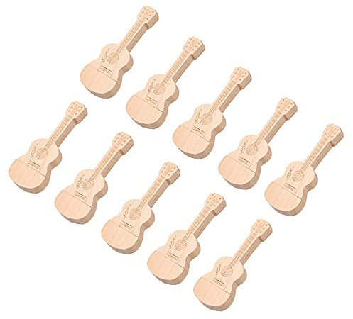 Lot de 10 clés USB en forme de guitare en bois d'érable (3.0, 16 Go)