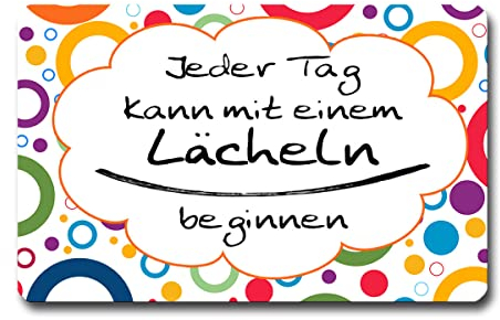 TRIOSK Kühlschrankmagnete Sprüche Magnet Motivation lustig mit Poesie Spruch Mit Lächeln beginnen Geschenk Zitat Weisheit für Kühlschrank Küche Büro stark eckig groß 85x55 mm