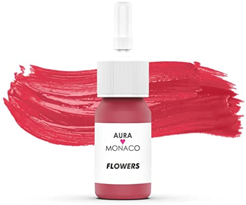 AURA Monaco Permanent Make Up Farbe PMU Farbe Microblading Farbe Powder Brows Pigment REACH-konform dermatologisch getestet made in DE Bubble Gum Lippen Farbe Tattoo Farbe (Flowers)