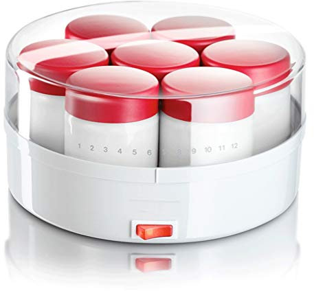 HMTE Yogurt Maker Yoghurt Maker Glass Limpieza fácil de los Vasos en el lavavajillas Apagado automático Heladera de Acero Inoxidable