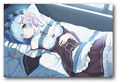 QINGRONG Anime Girl Rem Re Zero Kara Hajimeru Isekai Seikatsu Bettposter Bilddruck Wandkunst Poster Gemälde Leinwand Poster Kunstwerke Zimmer Ästhetisch 30 x 45 cm