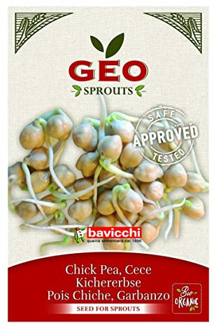 GEO Graines à Germer - Pois Chiche - Graines à Cultiver Bio pour Salades et Plats avec Germination Rapide pour Culture en Germoir - 90g