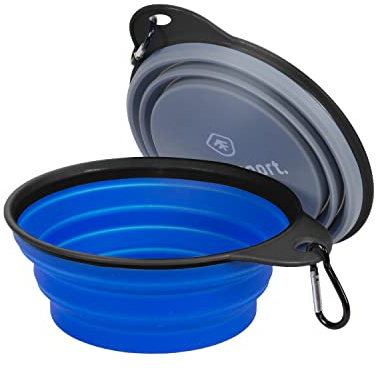 Stansport Collapsible Silicon Travel Bowls - 2 Pack, Grey and Blue, Large