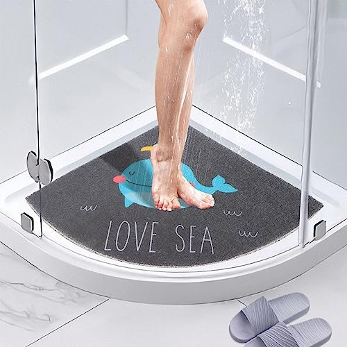 BWBIKE Tappetino Doccia Angolare Loofah, Tappetino Bagno Antiscivolo Antimuffa 60 x 60 cm, Tappetini Doccia per Doccia Interno Esterno, Tappetini Vasca Quadrante, Tappetino Bagno Settore Lavabile