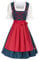 JASAMBAC Damen Dirndl midi 3-teiliges Trachtenkleid Trachtenrock Kleid Dirndlbluse für Oktoberfest, Rot Blauer Hintergrund M