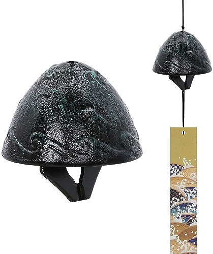 A.F.N.A.L Japanisches Windspiel Gusseisen Outdoor Ornament für Garten, Terrasse & Balkon Hängende Metall Windglocke Dekoration Geschenk Segen Anhänger Windspiele & PVC Windfänger Wellen