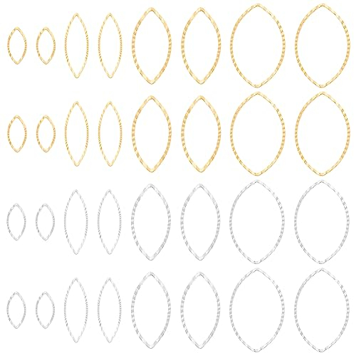 BENECREAT 64 Stück Echtem 24-Karätigem Gold Und 925 Sterlingsilber Plattierte Messing-Ohrringe, 8 Arten von Verbindungsringen Aus Messing Für Schmuckherstellung DIY Schmuckzubehör
