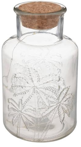 Atmosphera - Lampe led box palmier transparent h17cm