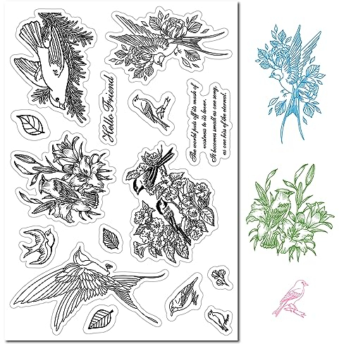 CRASPIRE Schwalbenvogel, Durchsichtige Gummistempel, Vintage-Tier, Lilie, Blumen, Blätter, Transparente Silikonsiegel, Stempel Für Journaling, Kartenherstellung, Freunde, DIY, Scrapbooking, Fotorahmen