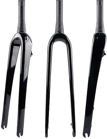 HIMALO Carbon Fiber Rigid Fork 700C*45C Gravel Fork 1-1/8 Straight/Tapered Threadless Flat Disc Brake Road Bike Fork QR 9mm Lightweight (Color : Tapered Glossy black)