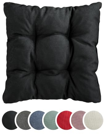 sleepling Stuhlkissen 4er-Set, weicher Möbelstoff, 38 x 38 cm, Sitzkissen in Farbe schwarz